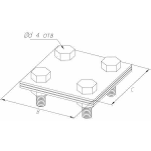 Зажим полоса 40 - полоса 40 (3 пластины 70x70мм) TERRAZN